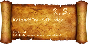 Krizsány Sándor névjegykártya