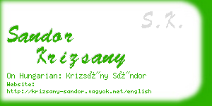 sandor krizsany business card